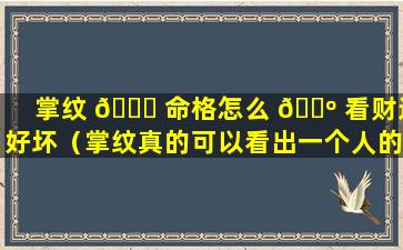 掌纹 🐋 命格怎么 🌺 看财运好坏（掌纹真的可以看出一个人的命运）